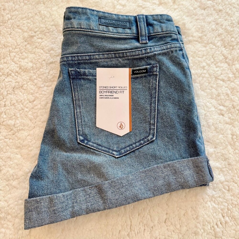 NWT Volcom Denim Shorts, Boyfriend Fit, Stoned Short Rolled